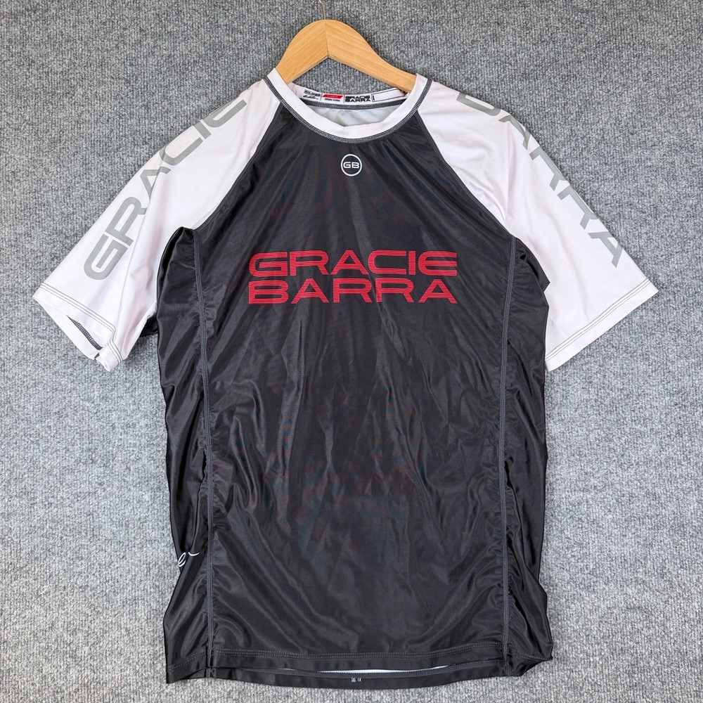 Gracie Barra Rash Guard Shirt Mens XL BJJ MMA Compression Ranked White
